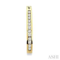 1 ctw Channel Set Round Cut Diamond Hoop Earrings in 14K Yellow Gold