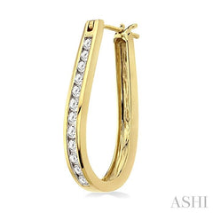 1 Ctw Channel Set Round Cut Diamond Hoop Earrings in 10K Yellow Gold