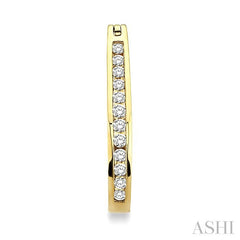 1/2 ctw Channel Set Round Cut Diamond Hoop Earrings in 14K Yellow Gold