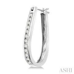 1/2 Ctw Channel Set Round Cut Diamond Hoop Earrings in 10K White Gold