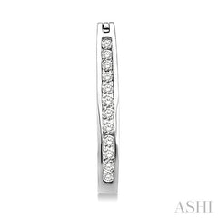 1/2 Ctw Channel Set Round Cut Diamond Hoop Earrings in 10K White Gold