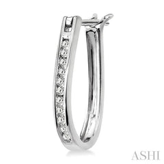 1/4 ctw Round Cut Diamond Hoop Earrings in 14K White Gold