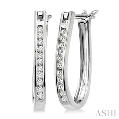 1/4 ctw Round Cut Diamond Hoop Earrings in 14K White Gold