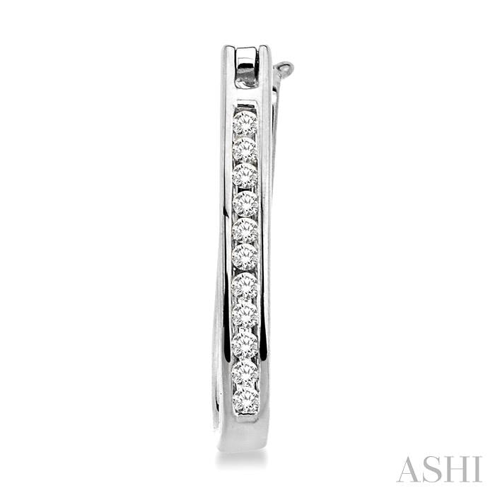 1/4 ctw Round Cut Diamond Hoop Earrings in 14K White Gold