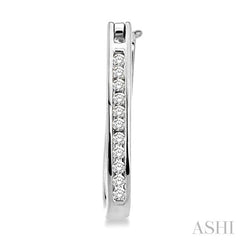 1/4 ctw Round Cut Diamond Hoop Earrings in 14K White Gold