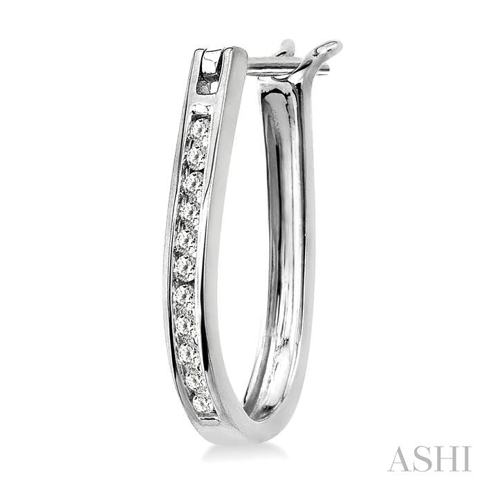 1/4 ctw Round Cut Diamond Hoop Earrings in 10K White Gold