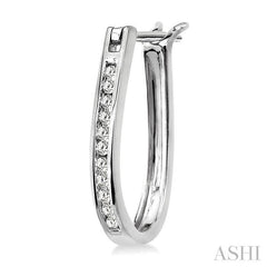 1/4 ctw Round Cut Diamond Hoop Earrings in 10K White Gold