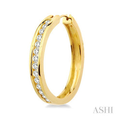 1 ctw Channel Set Round Cut Diamond Hoop Earrings in 14K Yellow Gold