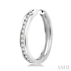 1 Ctw Channel Set Round Cut Diamond Hoop Earrings in 10K White Gold