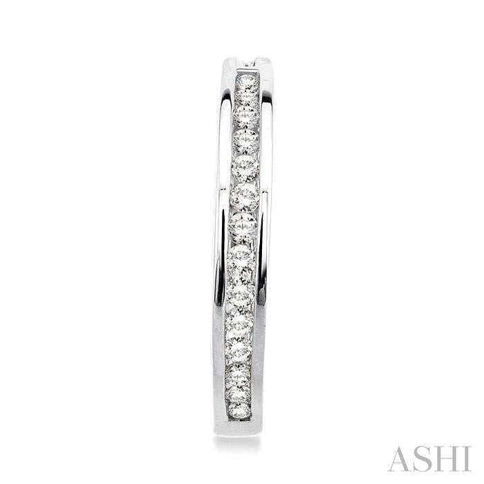 1 ctw Channel Set Round Cut Diamond Hoop Earrings in 10K White Gold