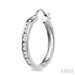 1/2 ctw Round Cut Diamond Hoop Earrings in 14K White Gold