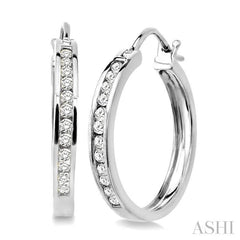 1/2 ctw Round Cut Diamond Hoop Earrings in 14K White Gold