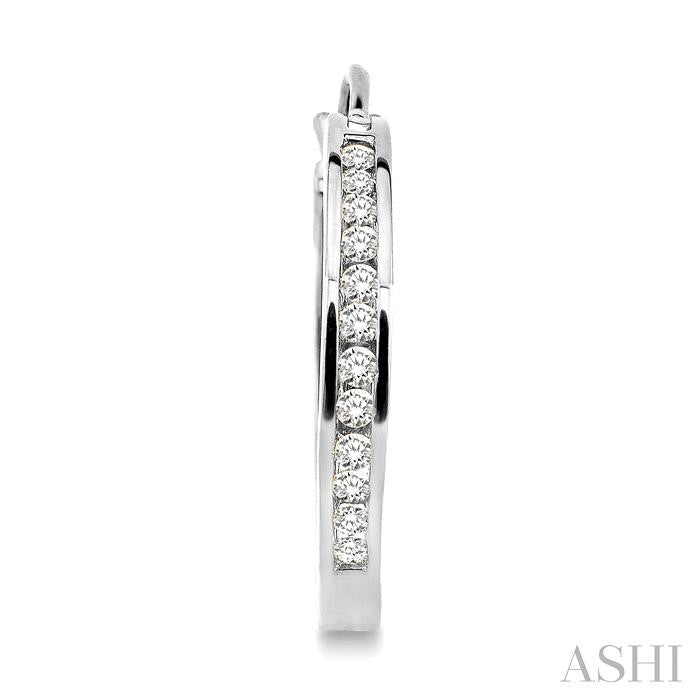 1/2 ctw Round Cut Diamond Hoop Earrings in 14K White Gold