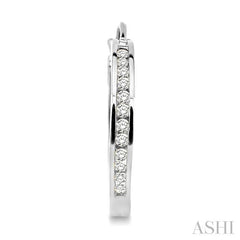 1/2 ctw Round Cut Diamond Hoop Earrings in 14K White Gold