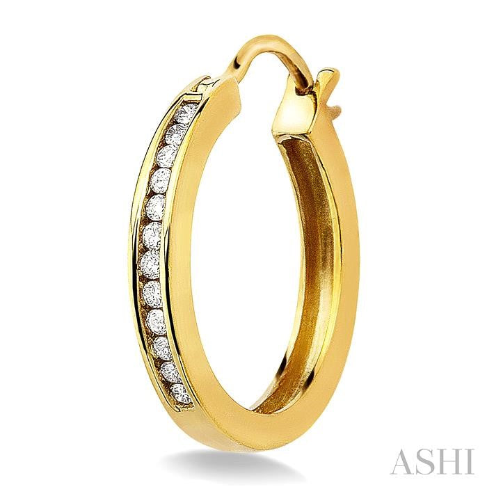 1/4 ctw Channel Set Round Cut Diamond Hoop Earrings in 14K Yellow Gold
