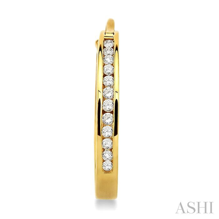 1/4 ctw Channel Set Round Cut Diamond Hoop Earrings in 10K Yellow Gold