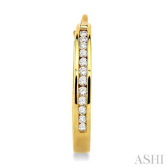 1/4 ctw Channel Set Round Cut Diamond Hoop Earrings in 10K Yellow Gold