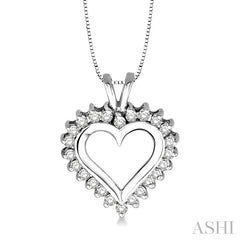 1/2 Ctw Round Cut Diamond Heart Pendant in 14K White Gold with Chain