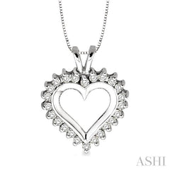 1/2 Ctw Round Cut Diamond Heart Pendant in 14K White Gold with Chain