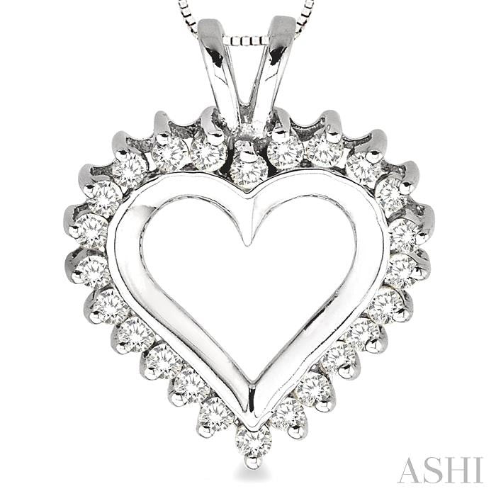 1/2 Ctw Round Cut Diamond Heart Pendant in 14K White Gold with Chain