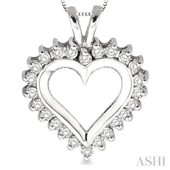 1/2 Ctw Round Cut Diamond Heart Pendant in 14K White Gold with Chain