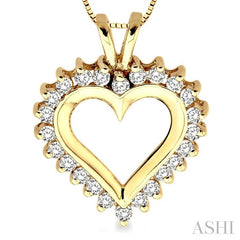 1/2 Ctw Round Cut Diamond Heart Pendant in 14K Yellow Gold with Chain