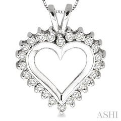 1/2 Ctw Round Cut Diamond Heart Pendant in 14K White Gold with Chain