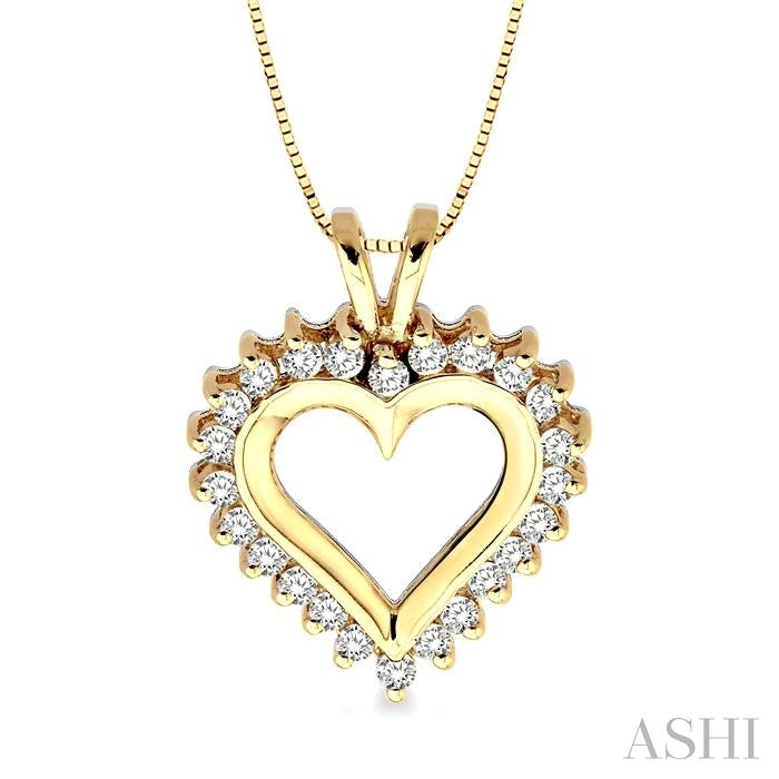 1/2 Ctw Round Cut Diamond Heart Pendant in 14K Yellow Gold with Chain