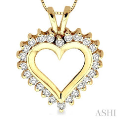1/2 Ctw Round Cut Diamond Heart Pendant in 14K Yellow Gold with Chain