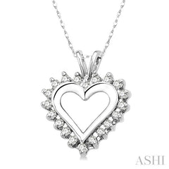 1/4 Ctw Round Cut Diamond Heart Pendant in 14K White Gold with Chain