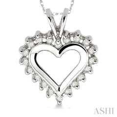 1/4 Ctw Round Cut Diamond Heart Pendant in 14K White Gold with Chain