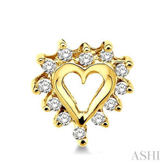 1/4 ctw Round Cut Diamond Heart Earrings in 10K Yellow Gold