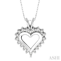 1/4 Ctw Round Cut Diamond Heart Pendant in 10K White Gold with Chain