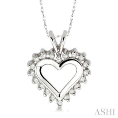 1/4 Ctw Round Cut Diamond Heart Pendant in 10K White Gold with Chain