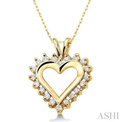 1/4 Ctw Round Cut Diamond Heart Pendant in 10K Yellow Gold with Chain
