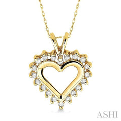 1/4 Ctw Round Cut Diamond Heart Pendant in 10K Yellow Gold with Chain