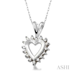 1/10 ctw Single Cut Diamond Heart Pendant in 10K White Gold with Chain