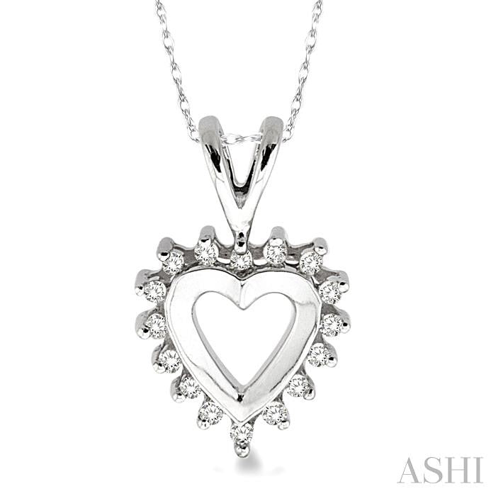 1/10 ctw Single Cut Diamond Heart Pendant in 10K White Gold with Chain