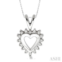 1/10 ctw Single Cut Diamond Heart Pendant in 10K White Gold with Chain