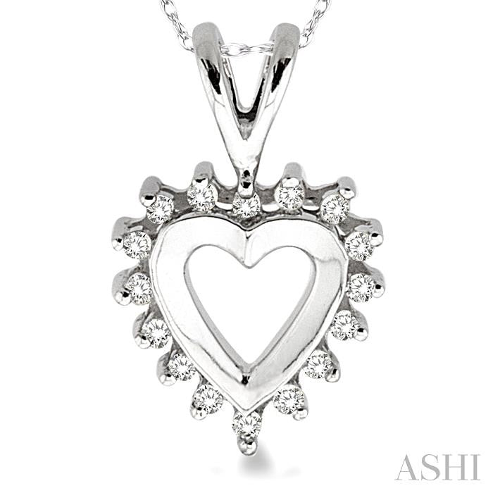 1/10 ctw Single Cut Diamond Heart Pendant in 10K White Gold with Chain