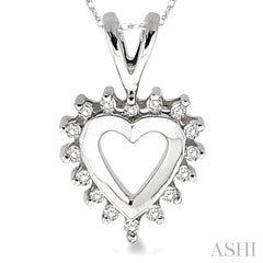 1/10 ctw Single Cut Diamond Heart Pendant in 10K White Gold with Chain