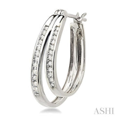 1/4 ctw Double Row Round Cut Diamond Earrings in 14K White Gold