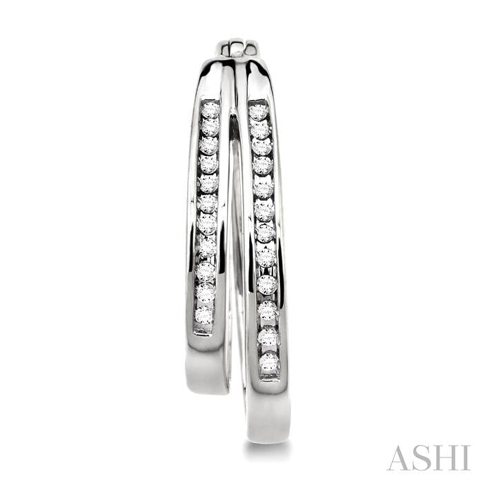 1/4 ctw Double Row Round Cut Diamond Earrings in 14K White Gold