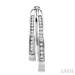 1/4 Ctw Double Row Round Cut Diamond Earrings in 14K White Gold