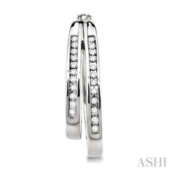 1/4 ctw Double Row Round Cut Diamond Earrings in 14K White Gold