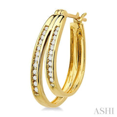 1/4 ctw Double Row Round Cut Diamond Earrings in 14K Yellow Gold