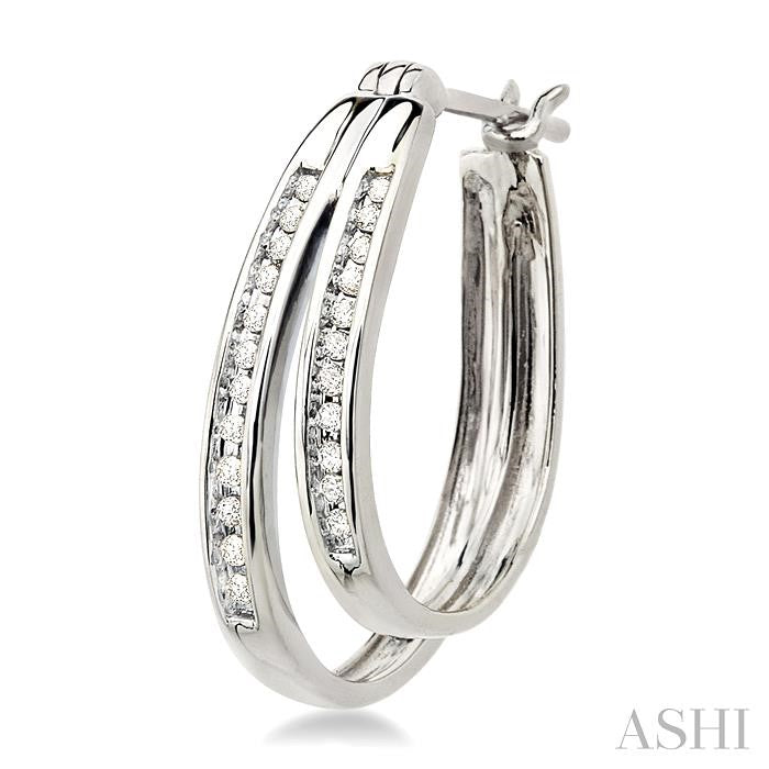 1/4 ctw Double Row Round Cut Diamond Earrings in 10K White Gold