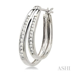1/4 ctw Double Row Round Cut Diamond Earrings in 10K White Gold