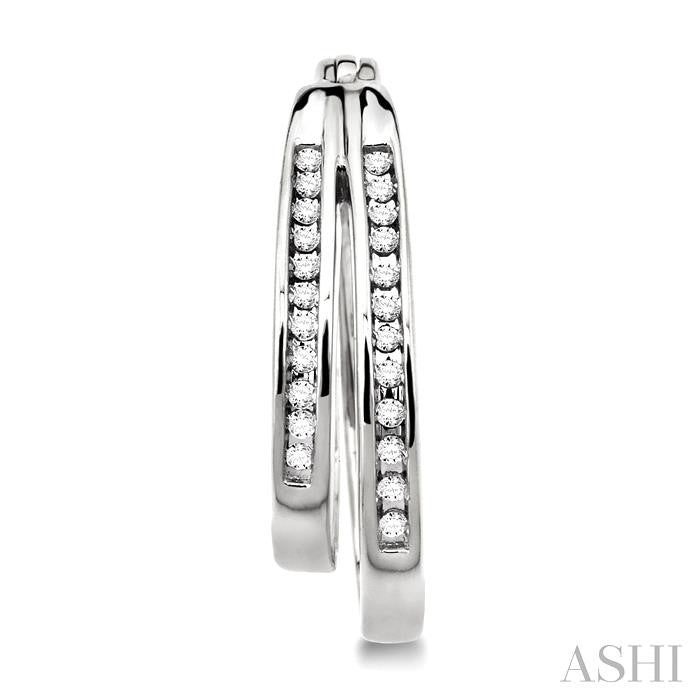 1/4 ctw Double Row Round Cut Diamond Earrings in 10K White Gold