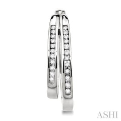 1/4 ctw Double Row Round Cut Diamond Earrings in 10K White Gold